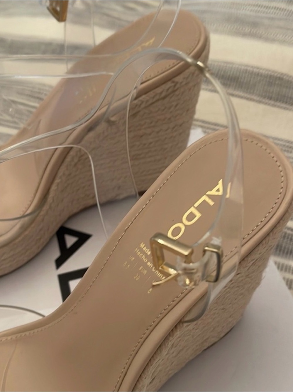 Aldo Clear PVC Espadrille Wedge Sandals in Nude - Picture 4 of 8